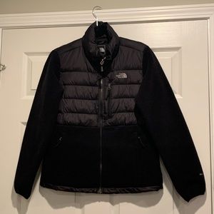 Women’s North Face Fleece and Down Puffer zip up jacket medium black